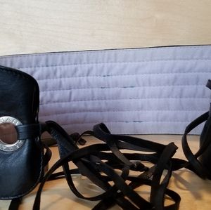 Armani Exchange Black leather wrap belt, medium